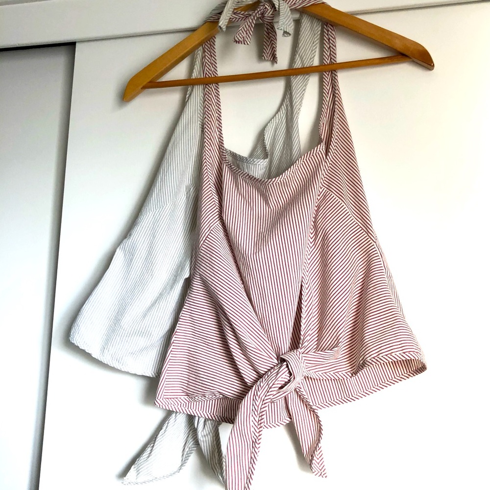 Bundle of 2 Laura Urbinati Striped Halter Tops